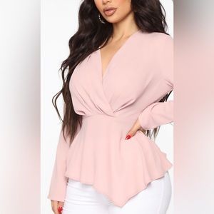 Fashion Nova- Pink Love A First Sight Blouse